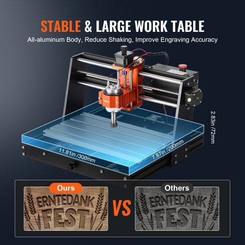 Vevor CNC Router Machine 300x200x72mm 120w 3 Axes Grbl 1200rpm Offline Controller Wood Acrylic MDF PVC Plastic Foam Skdkj3020cmurz4twv2