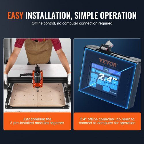 Vevor CNC Router Machine 400x400x60mm 300W 3 Axes Grbl 1200rpm Offline Controller Wood Acrylic MDF PVC Plastic Foam Skdkj4040cm04tpdjv2
