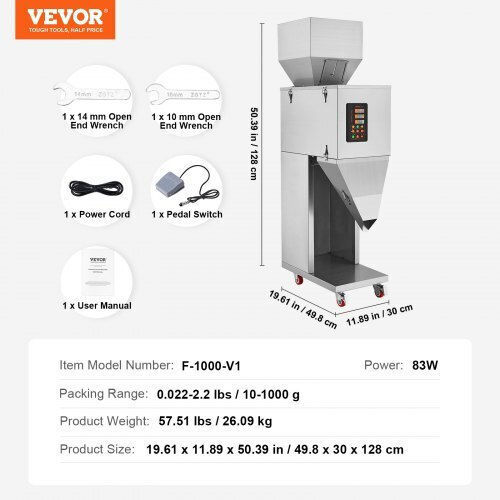 Vevor Automatic Particle Filling Machine 10-1000g Stainless Steel Weighing Machine Seeds Tea Grains Ldsklfzjbzd15egl0v2