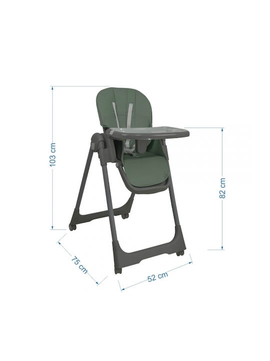 Bebe Stars Milk Foldable Highchair 2 in 1 with Adjustable Height Mint
