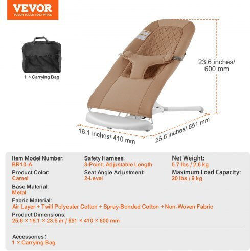 Vevor Manual Baby Relax Brown for Child up to 9kg