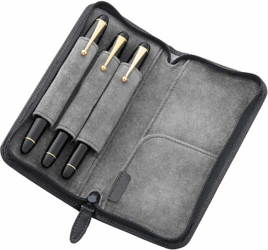 Pilot Pensemble Leather Round Fastened Pen Case 3 Pens Black Pspc-01-b-e 3131910441878