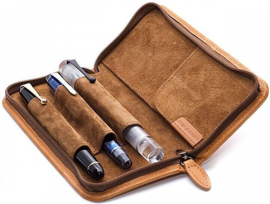 Pilot Pensemble Leather Round Fastened Pen Case 3 Pens Brown Pspc-01-bn-e 3131910441892