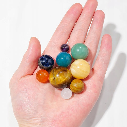 Solar System Minerals Stones In A Wooden Box Gift 9 Planets