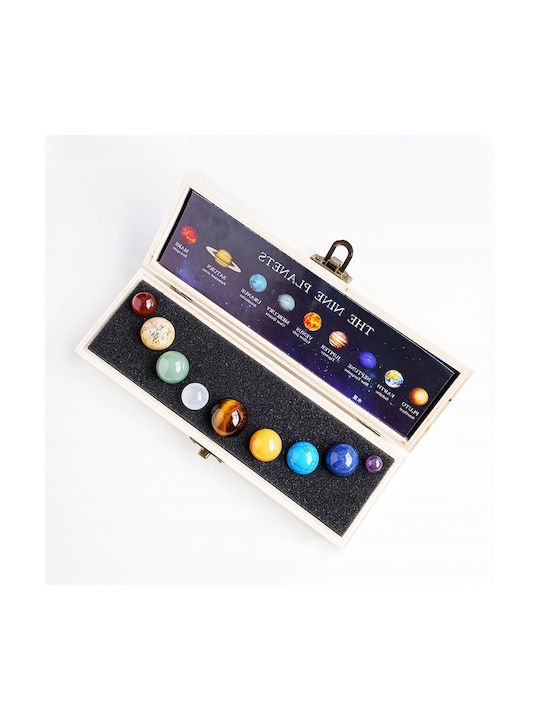 Mineralien des Sonnensystems Steine in einer Holzbox Geschenk 9 Planeten