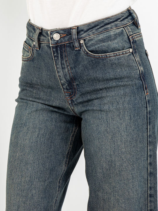 High Waist Women's Jean Trousers in Regular Fit Dark Blue
