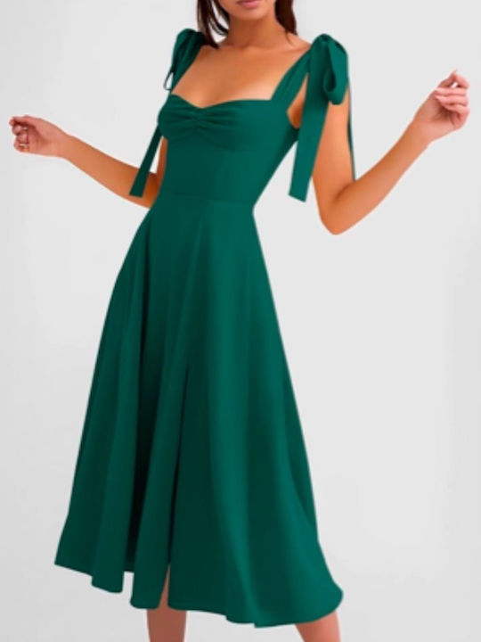 Summer Midi Dress for Wedding and Christening Green
