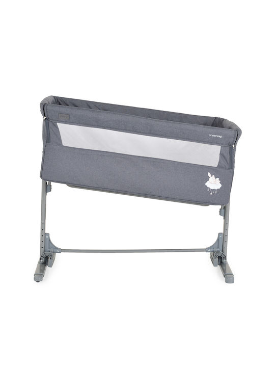 Moni Cradle with Mattress, Side Opening, and Wheels Gray