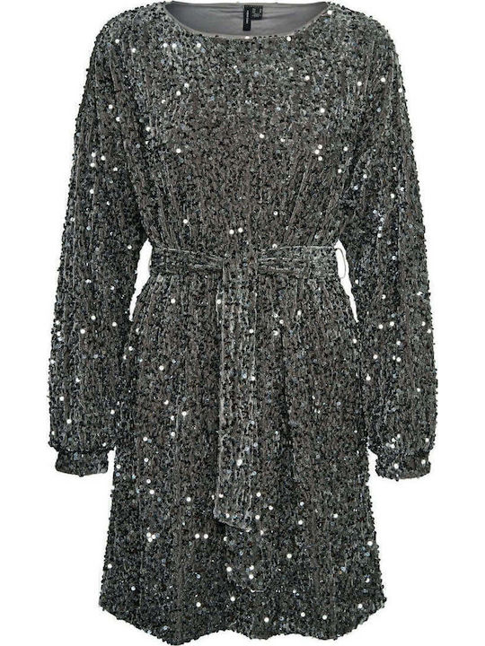 Rochie de Seara Mini din Catifea Gri