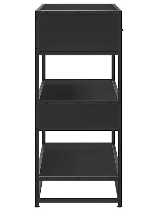 Console Table Wood & Metal Black Velvet-Black Metal L90xW35xH80cm