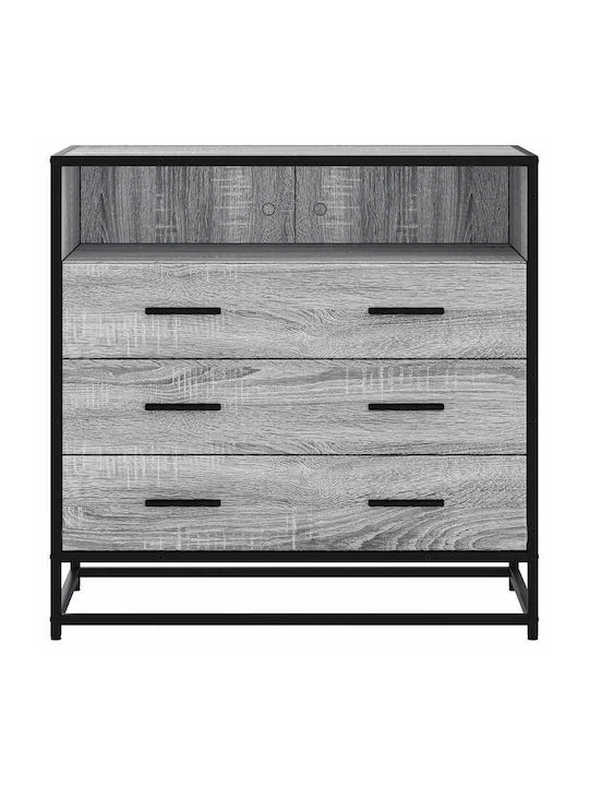 Wooden & Metallic Chest of Drawers Grey Sonoma 70x41x70cm