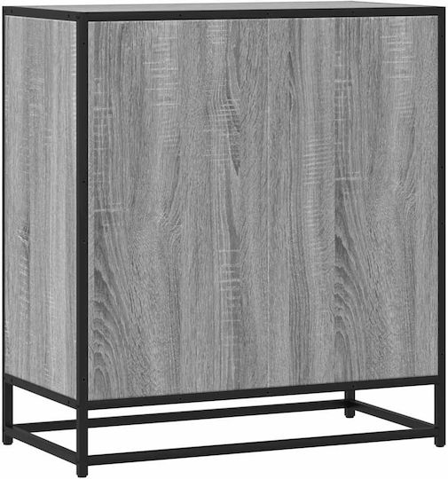 Wooden & Metallic Chest of Drawers with 3 Drawers Grey Sonoma 68x35x76cm