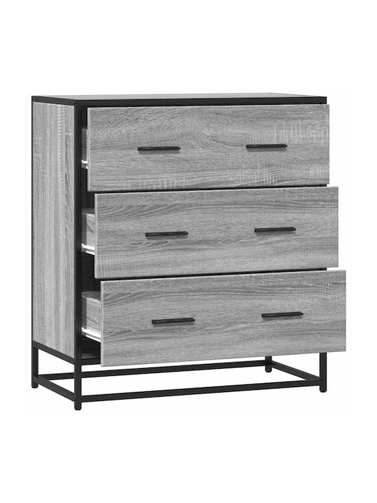 Συρταριέρα Κρεβατοκάμαρας mit 3 Schubladen Grey Sonoma 68x35x76cm