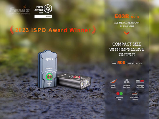 Fenix Rechargeable Keychain Flash Light LED with Maximum Brightness 500lm