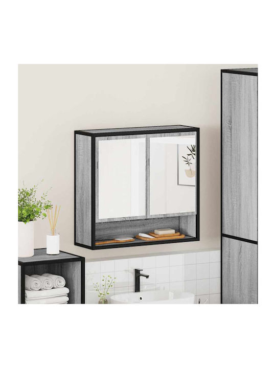 vidaXL Oglindă de Baie cu Dulap 65x20cm Gri