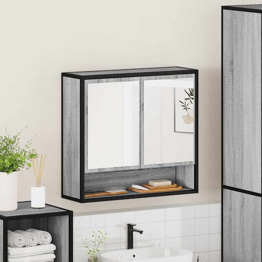 vidaXL Bathroom Mirror made of Metal with Cabinet 65x20cm Gray