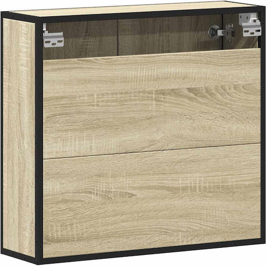 vidaXL Badezimmerspiegel aus Metall mit Schrank 65x20cm Braun