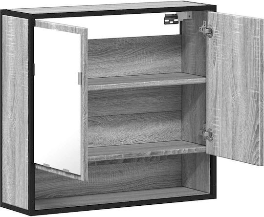 vidaXL Bathroom Mirror made of Metal with Cabinet 65x20cm Gray