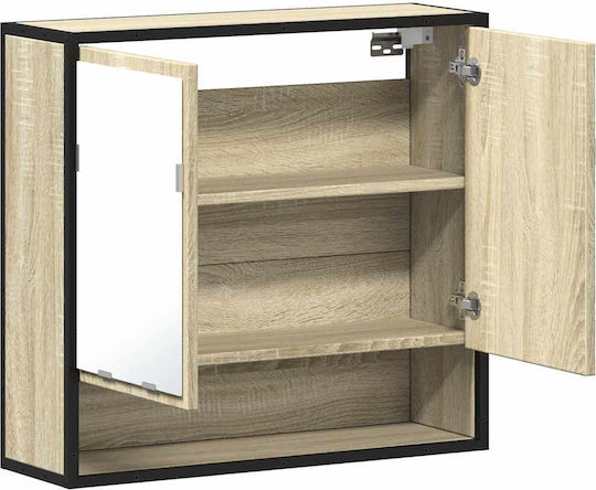 vidaXL Badezimmerspiegel aus Metall mit Schrank 65x20cm Braun