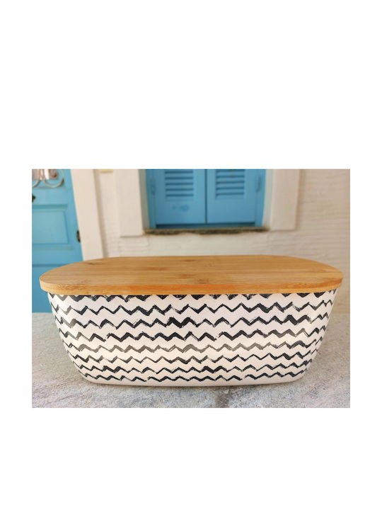 Bread Box Wooden White 35x18x14cm