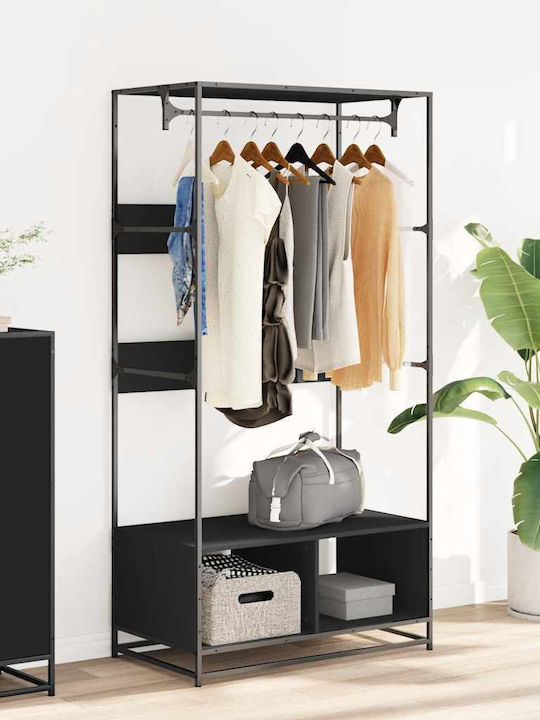 vidaXL Floor Garment Rack made of Wood Black 90x50x180cm