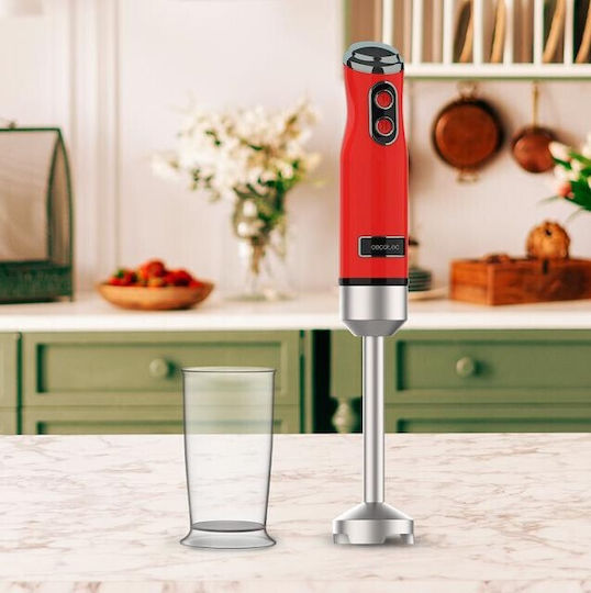 Cecotec 1200MAX Retro Blender De Mână Cu Tijă Din Inox 1200W Roșu