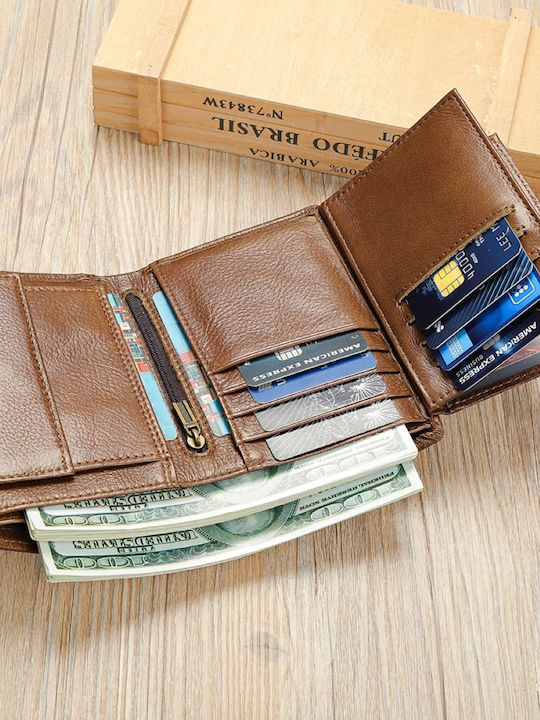 Leder Herren Geldbörse Reise mit RFID Braun