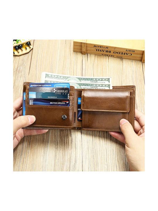 Кожен Мъжки Портфейл с RFID Кафяв