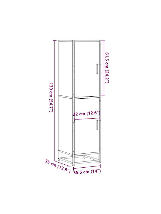 Cabinet Storage Made of Metal & Wood L35.5xW35xH139cm