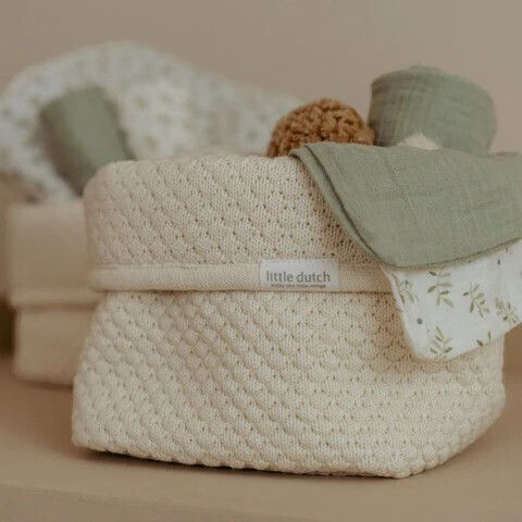 Little Dutch Καλαθάκι Αλλαξιέρας Πλεκτό Pure Soft White 15x15cm Little Dutch Καλαθάκι Αλλαξιέρας Πλεκτό Pure Soft White 15x15cm