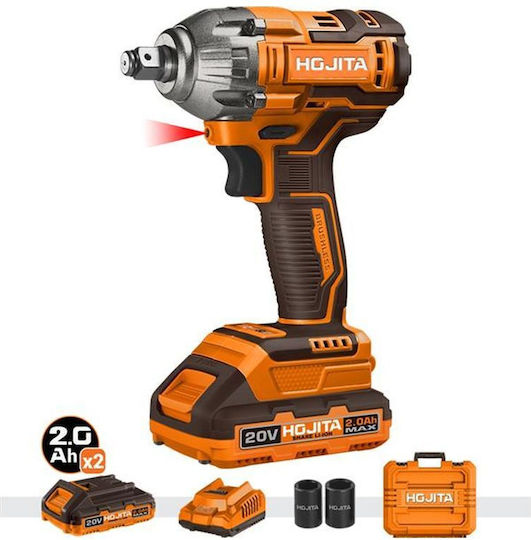 Hojita 601008.0000 Brushless Impact Wrench Battery 20V 2x2Ah with Socket 1/2"