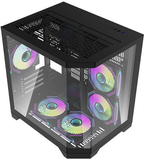 Darkflash FT350 Gaming Midi Tower Κουτί Υπολογιστή με Πλαϊνό Παράθυρο και RGB Φωτισμό Μαύρο