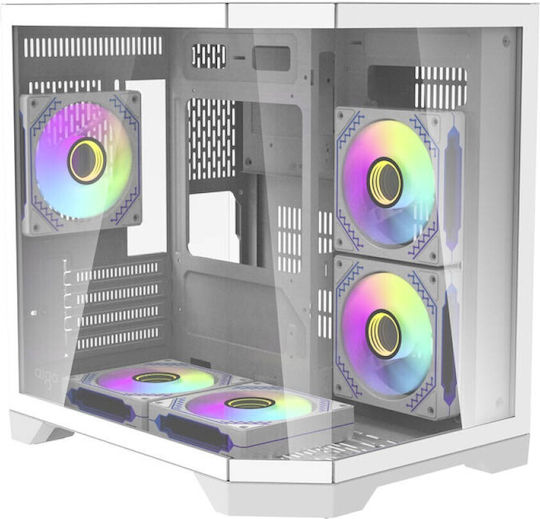 Darkflash FT350 Gaming Mini Tower Computer Case with Side Window and RGB Lighting White