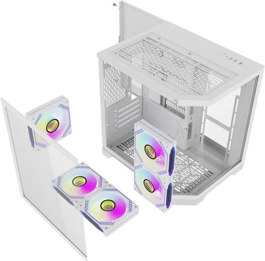 Darkflash FT350 Gaming Mini Tower Computer Case with Side Window and RGB Lighting White