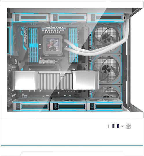 Darkflash DY451 PRO Геймърско бюро Midi Tower Компютърна кутия със страничен прозорец и RGB осветление Бял