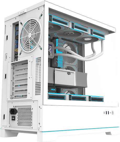 Darkflash DY451 PRO Геймърско бюро Midi Tower Компютърна кутия със страничен прозорец и RGB осветление Бял