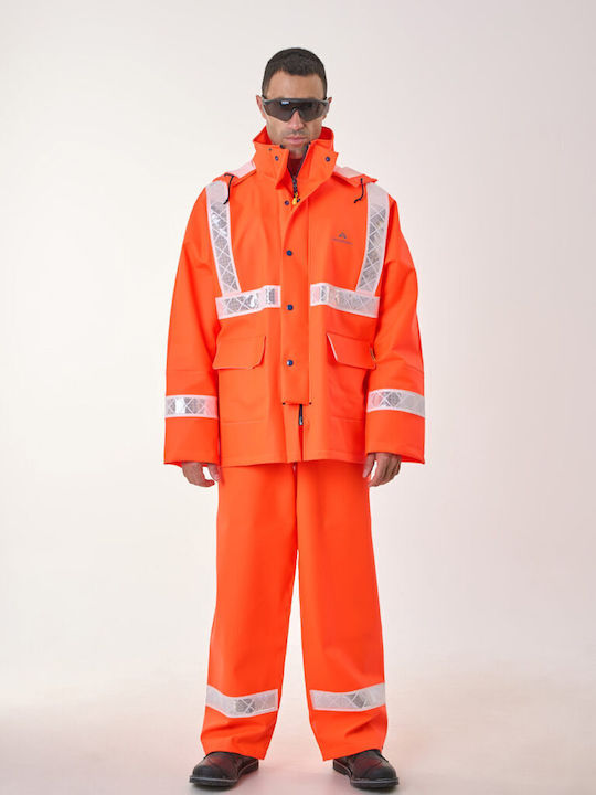 Anorac impermeabil cu vizibilitate ridicată EN471 pentru docuri, costum lung reflectorizant pentru mare
