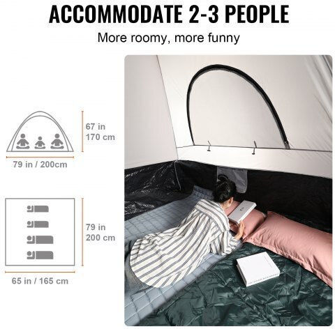 Vevor Camping Tent Igloo Car Grey with Double Cloth 3 Seasons for 3 People 200x165x170cm
