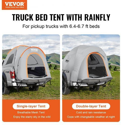 Vevor Camping Tent Igloo Car Grey with Double Cloth 3 Seasons for 3 People 200x165x170cm