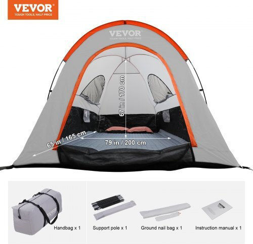 Vevor Camping Tent Igloo Car Grey with Double Cloth 3 Seasons for 3 People 200x165x170cm