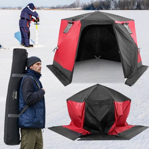 Vevor Σκηνή Ψαρέματος Pop Up Κόκκινη για 8 Άτομα 330x330x200εκ. Σκηνή Ψαρέματος