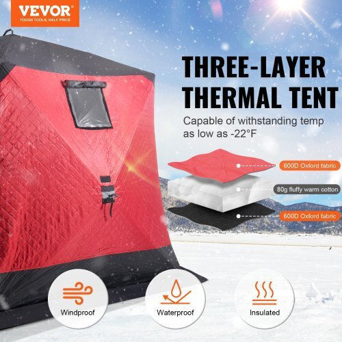 Vevor Σκηνή Ψαρέματος Pop Up Κόκκινη για 8 Άτομα 330x330x200εκ. Σκηνή Ψαρέματος