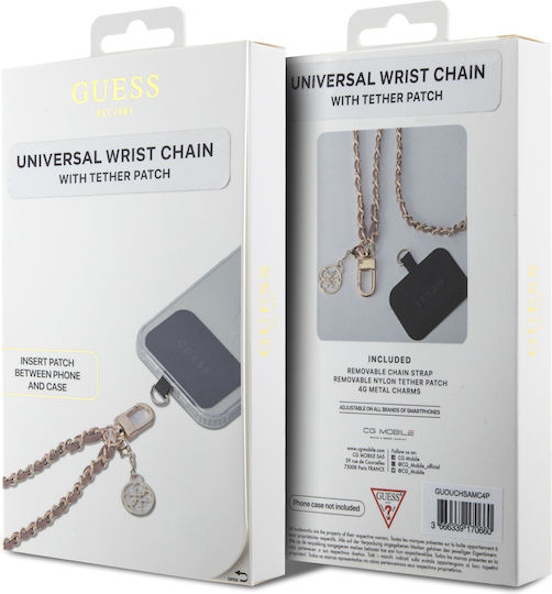 Guess Universal Hand Strap Saffiano Chain 4G Charm Wrist Strap for Mobile Phones Rose Gold