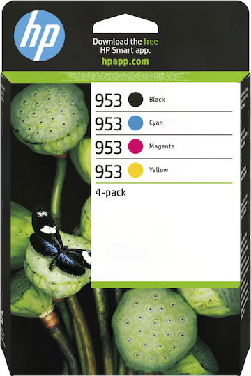 HP 953 Original Pack of 4 InkJet Printer Inks Yellow / Cyan / Magenta / Black (6ZC69AE)