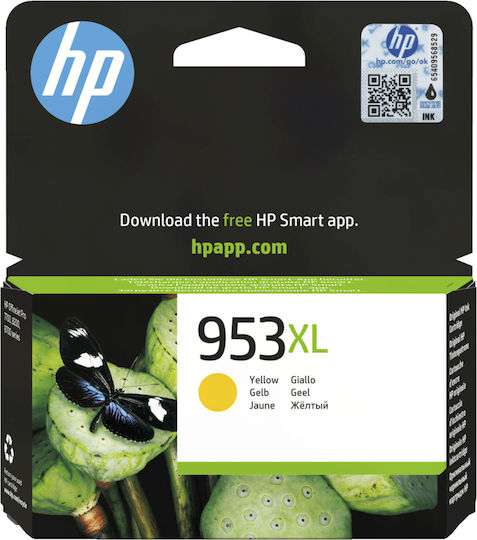 HP 953XL Оригинален Мастило за мастиленоструен принтер Жълт (F6U18AE)