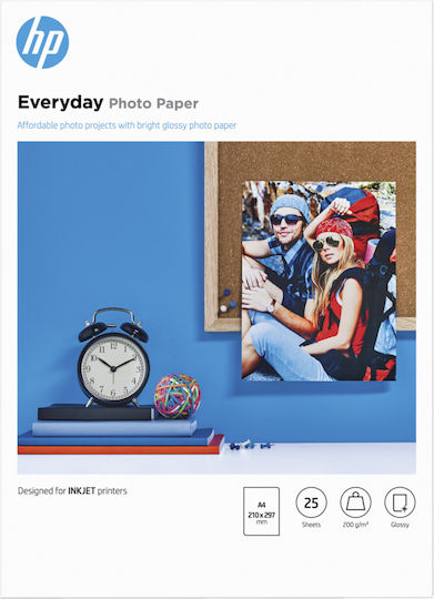 HP Εveryday Φωτογραφικό Χαρτί Gloss A4 (21x30) για Εκτυπωτές Inkjet 25 Φύλλα