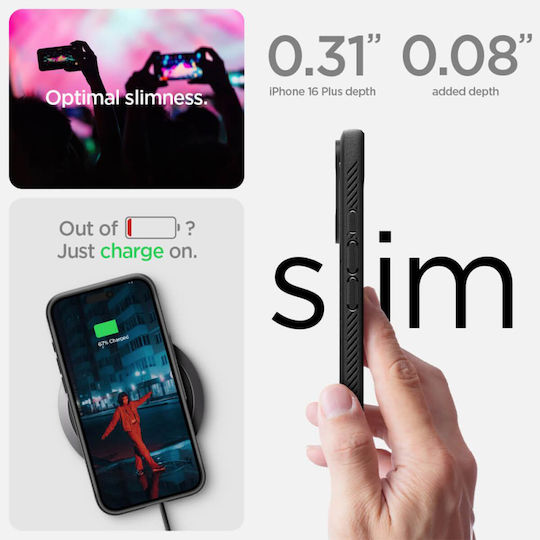 Spigen Rugged Armor Magfit Umschlag Rückseite Kunststoff 0.3mm Matte Black (iPhone 16 Plus)