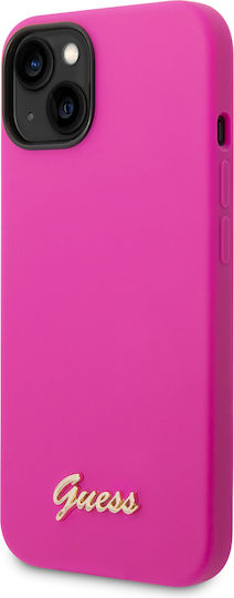 Guess Script Gold Logo Back Cover Πλαστικό / Σιλικόνης Φούξια (iPhone 14)