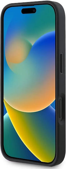 Guess Logo Umschlag Rückseite Synthetisches Leder Schwarz (iPhone 16)