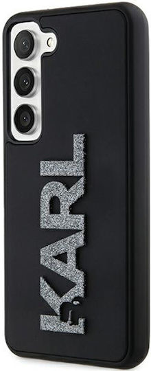 Karl Lagerfeld 3d Rubber Glitter Logo Back Cover Plastic / Silicon Negru (Galaxy S23)